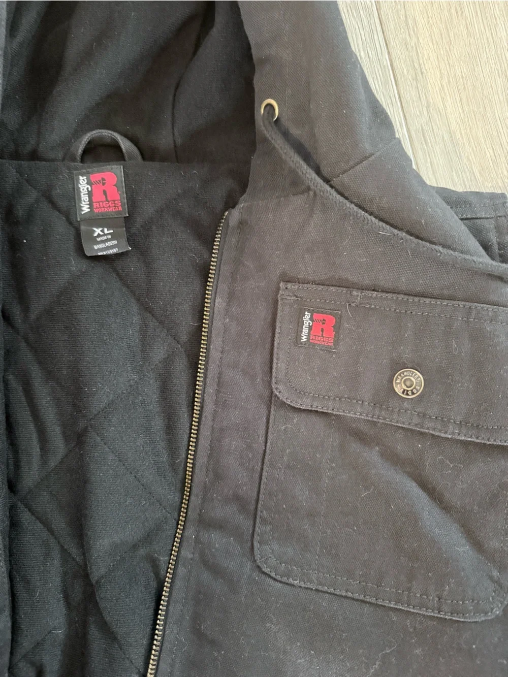 Wrangler Black Hooded Work Vest